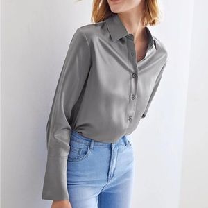 New with tags MOTF PREMIUM 100% SILK STRAIGHT FIT SHIRT size xs